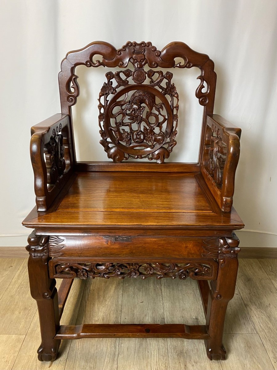 Office Armchair 19th Far Eastern Ceremonial Seat In Ironwood 