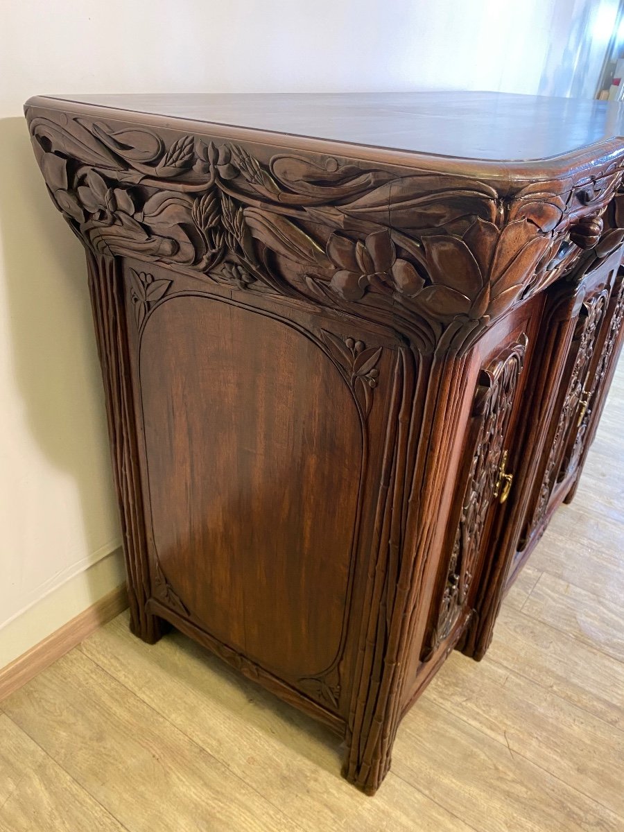 Art Nouveau Naturalist Indochinese Sideboard Late 19th Century In Iron Wood -photo-4