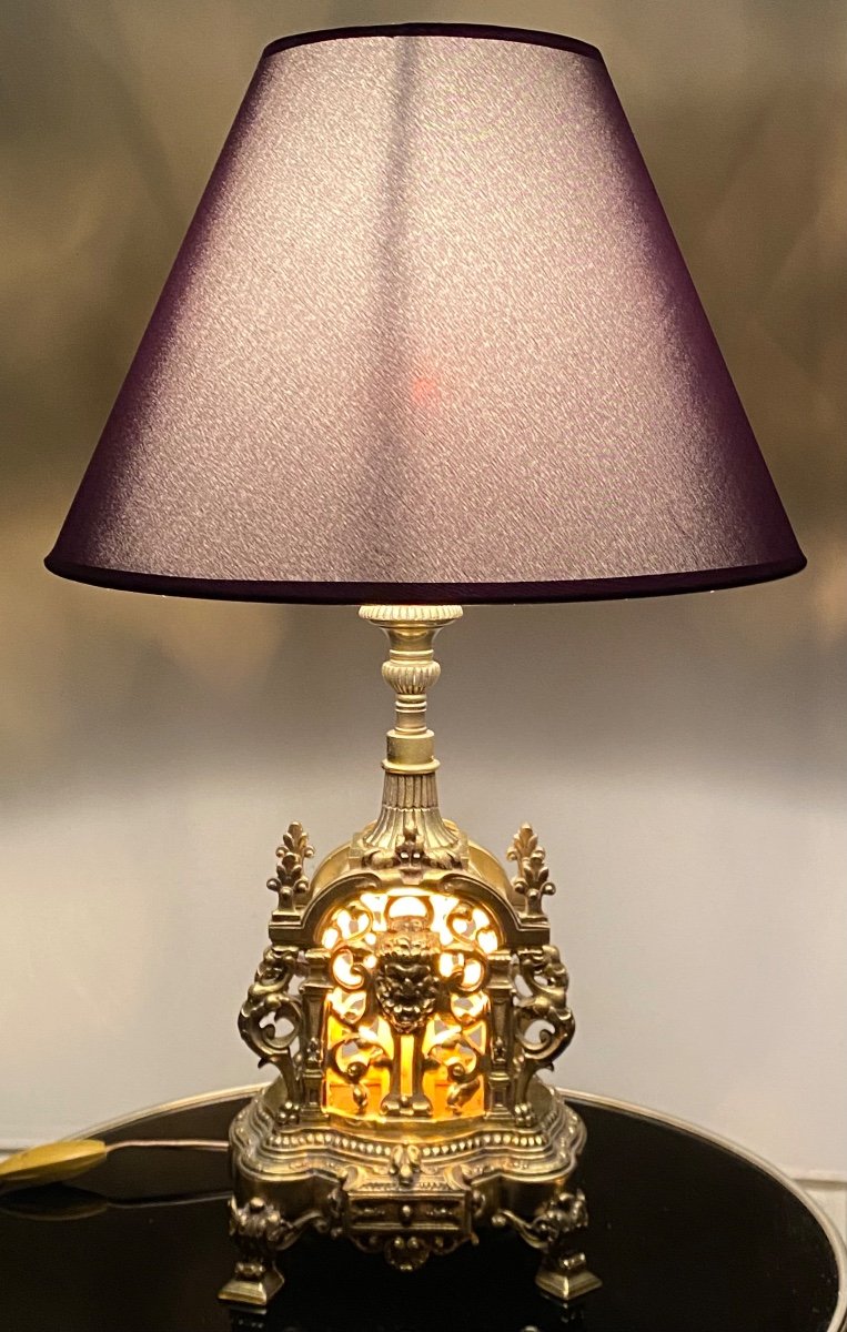 Lampe Louis XIV En Bronze Doré à Double Lumière