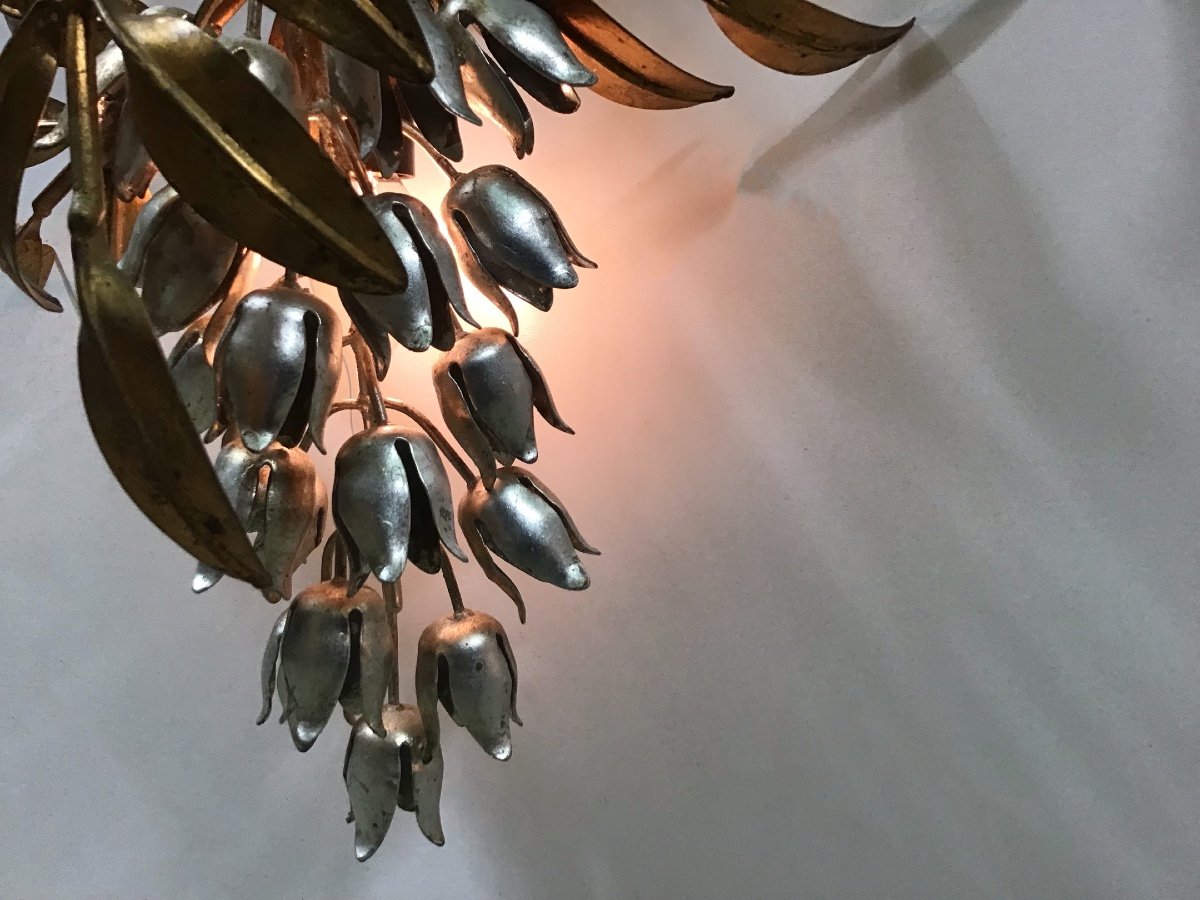 Hans Kogl Pair Of Wisteria Wall Lights In Gold And Silver Metal -photo-2