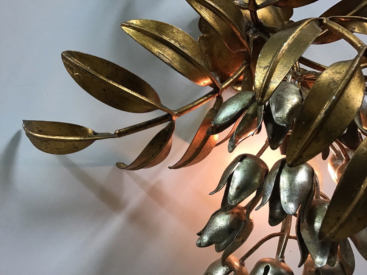 Hans Kogl Pair Of Wisteria Wall Lights In Gold And Silver Metal -photo-3