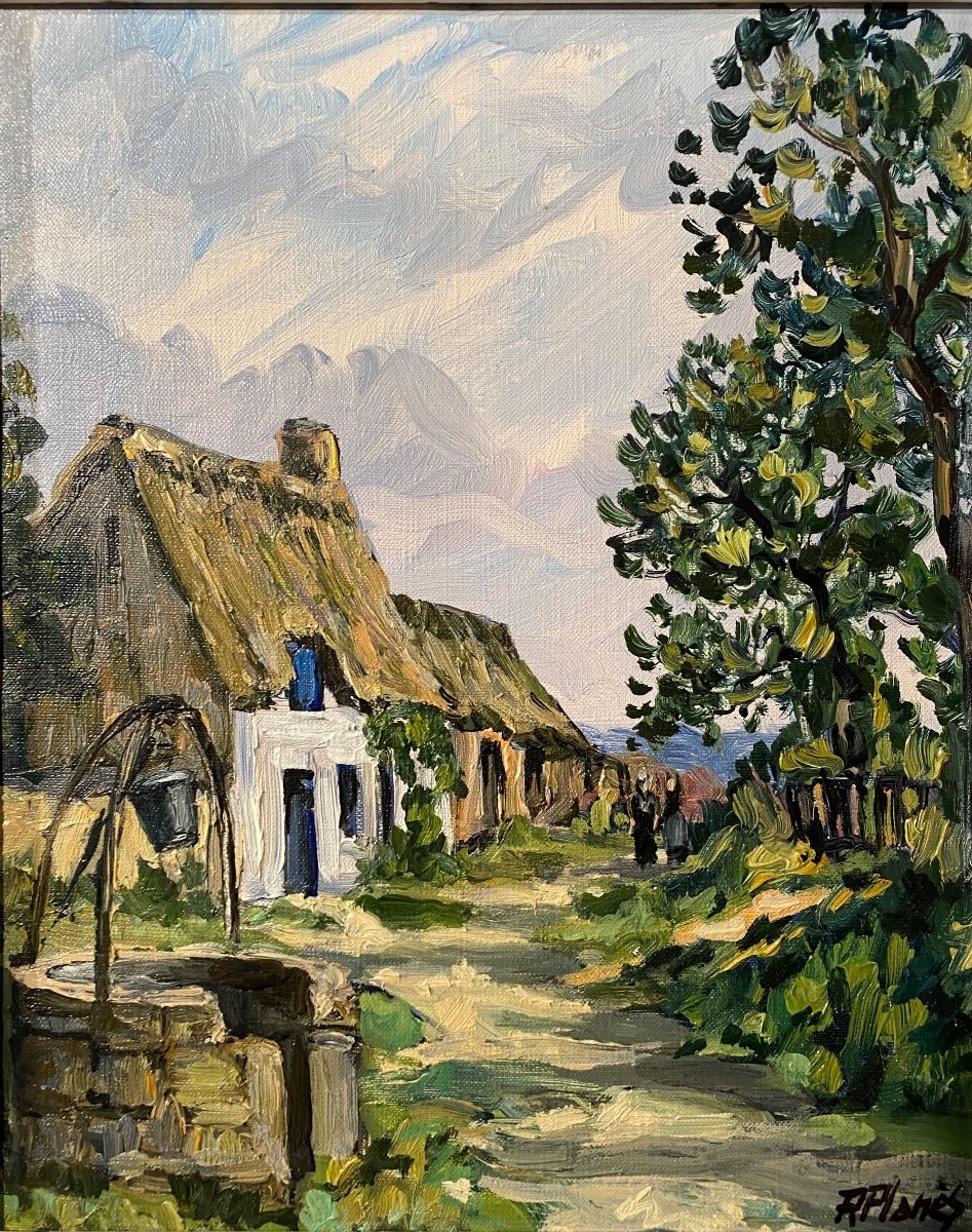 Paysage De La Vienne André Robert Planès Montmorillon Huile Sur Toile Dans Son Cadre Montmartre-photo-3