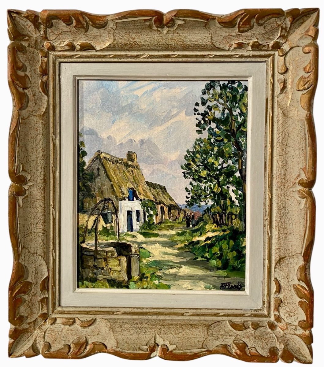 Paysage De La Vienne André Robert Planès Montmorillon Huile Sur Toile Dans Son Cadre Montmartre