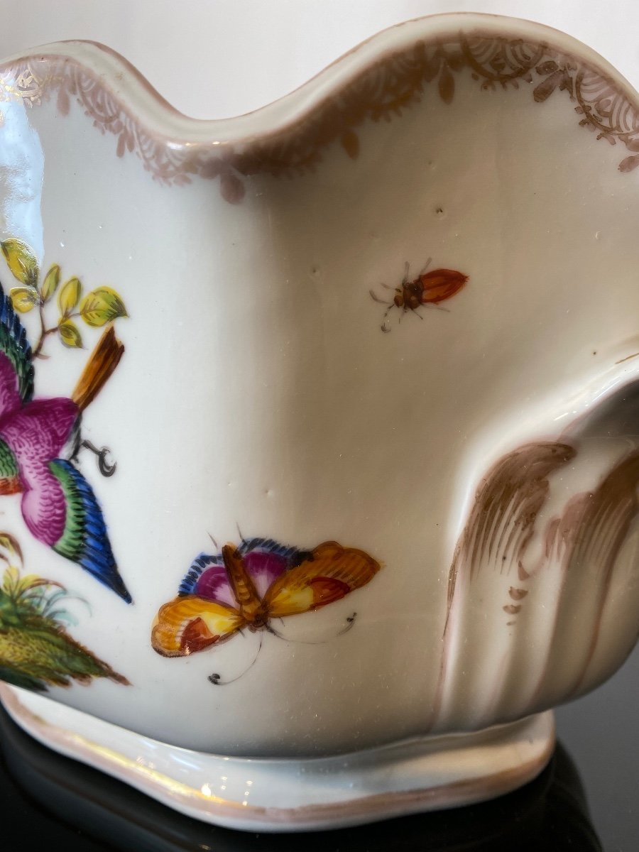 Verrière Rafraîchissoir 19ème de Helena Wolfsohn En Porcelaine à Décors D’oiseaux Et Papillons -photo-2