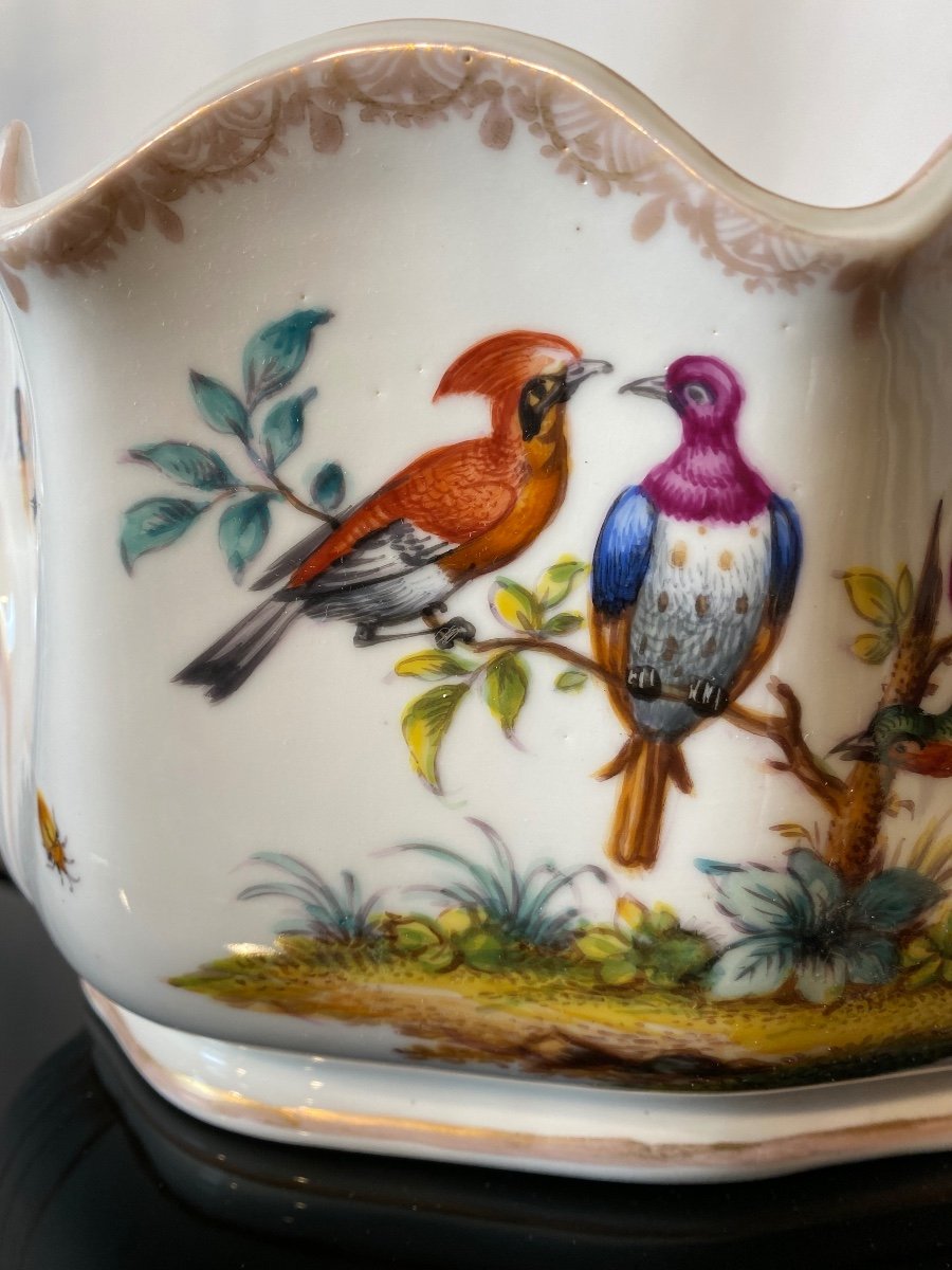 Verrière Rafraîchissoir 19ème de Helena Wolfsohn En Porcelaine à Décors D’oiseaux Et Papillons -photo-3