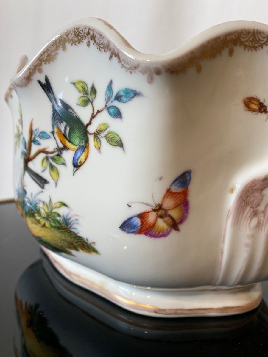 Verrière Rafraîchissoir 19ème de Helena Wolfsohn En Porcelaine à Décors D’oiseaux Et Papillons -photo-5