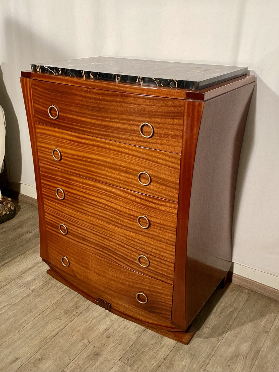 Art Deco Period Solid Mahogany Sideboard Or Chest Of Drawers 1930s-photo-3