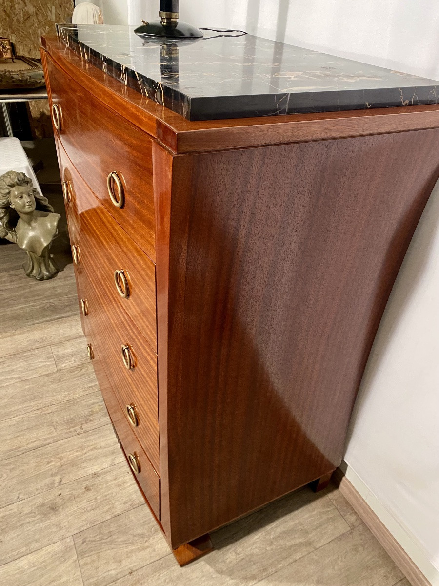 Art Deco Period Solid Mahogany Sideboard Or Chest Of Drawers 1930s-photo-1