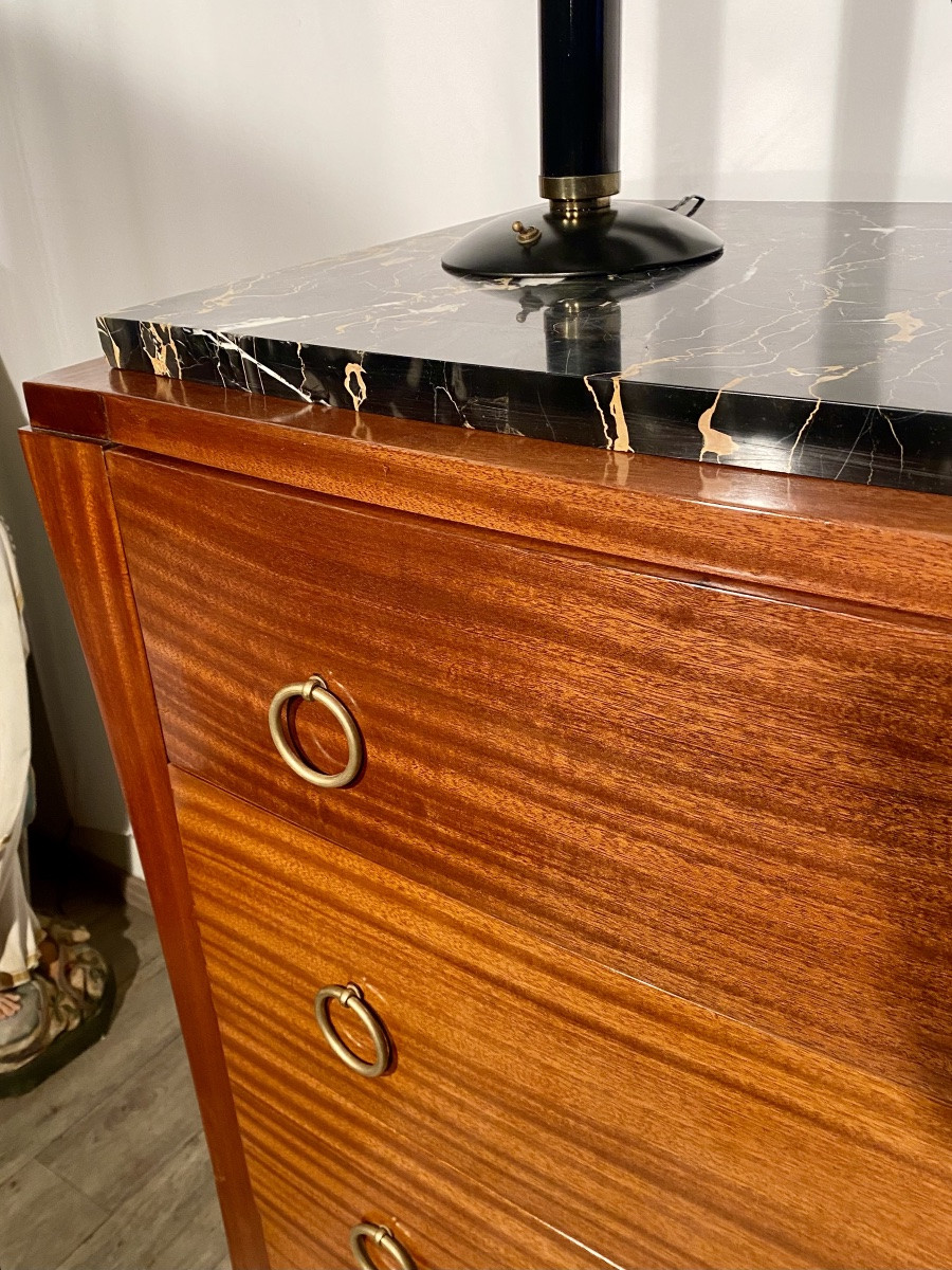 Art Deco Period Solid Mahogany Sideboard Or Chest Of Drawers 1930s-photo-2