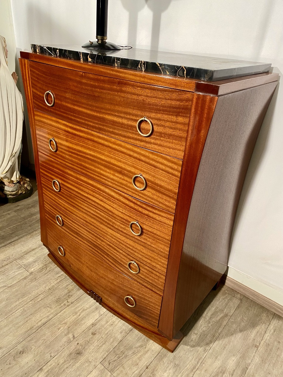 Art Deco Period Solid Mahogany Sideboard Or Chest Of Drawers 1930s-photo-3