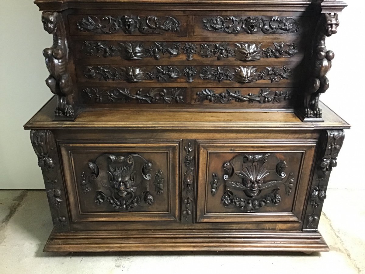 Secretary Desk Writing Table Showcase Renaissance Gothic 19th Century-photo-3