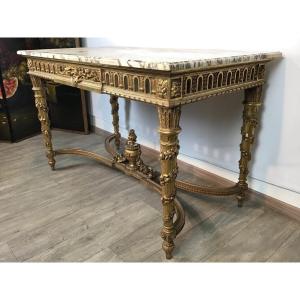 Console Table De Milieu En Bois Doré Louis XVI 19eme