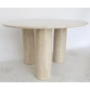 Table De Salle à Manger "colonnato" de Mario Bellini Pour Cassina, Travertin, Italie, 1977