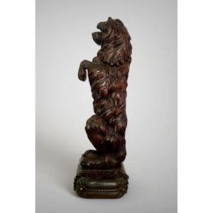 Black Forest Dog In Carved Wood Standing On Its Back Legs 19th Century