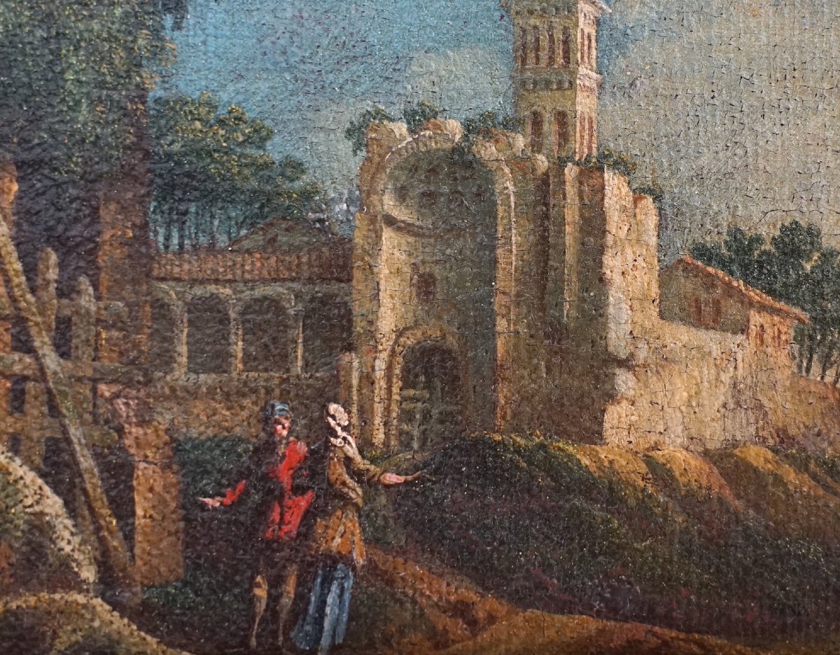 Antique Painting Depicting Landscape With Ruins-photo-3