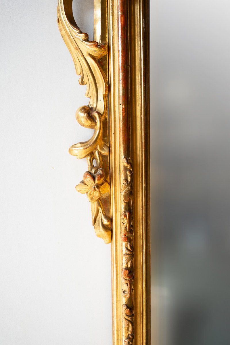 Ancient Carved Giltwood Mirror-photo-2