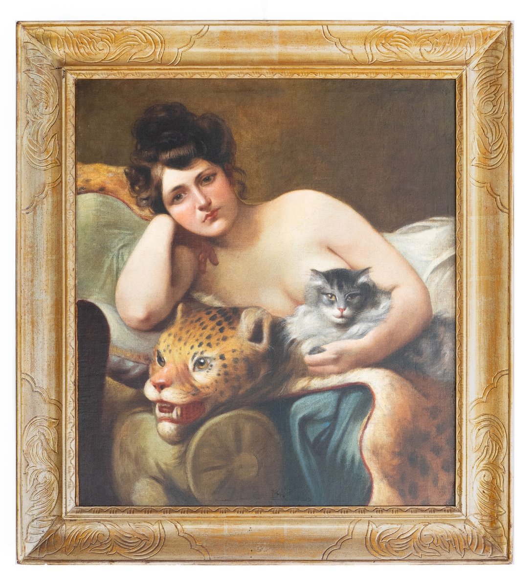 Portrait Of A Young Woman With Felines  