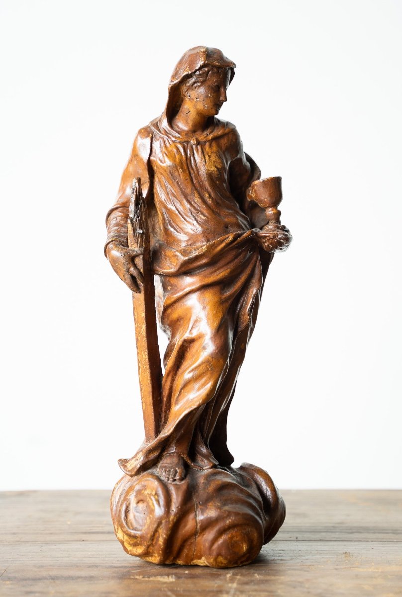 Wooden Cimolo Sculpture Depicting Faith  -photo-3