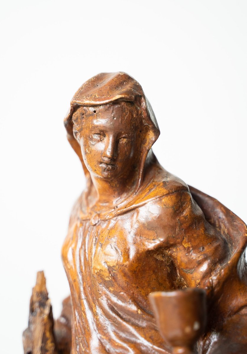 Wooden Cimolo Sculpture Depicting Faith  -photo-4