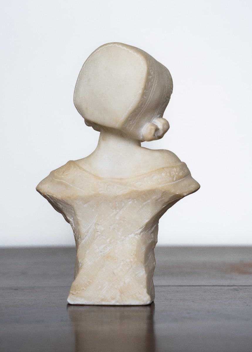 Alabaster Bust Depicting A Young Woman  -photo-1