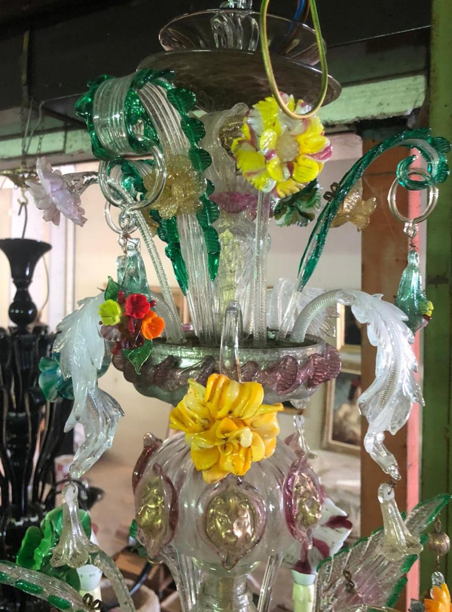 Early-20th Century Large Murano Glass Chandelier -photo-3