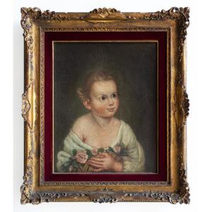 Portrait Of A Little Girl With Flowers