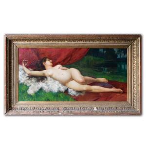 Nude Woman With Red Drapery