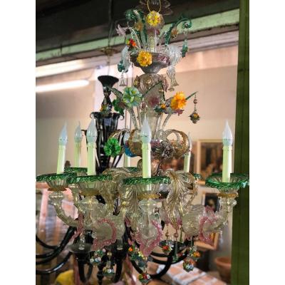 Early-20th Century Large Murano Glass Chandelier 