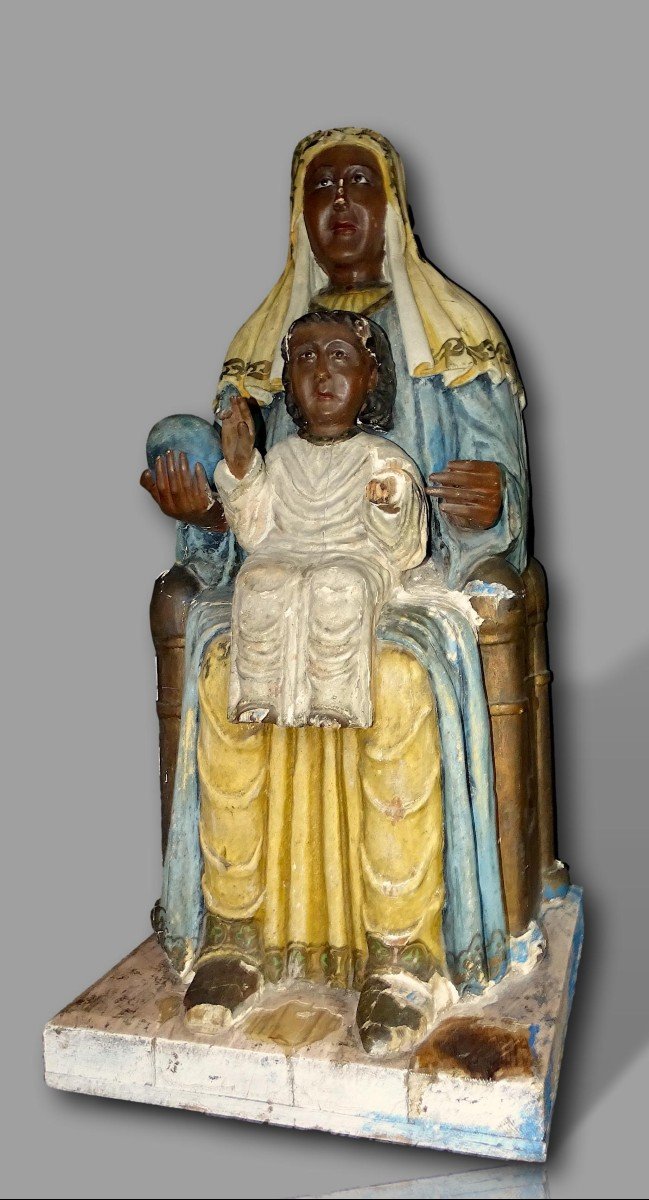  Grande Vierge Noire à l’enfant Moreneta de Montserrat XIXè