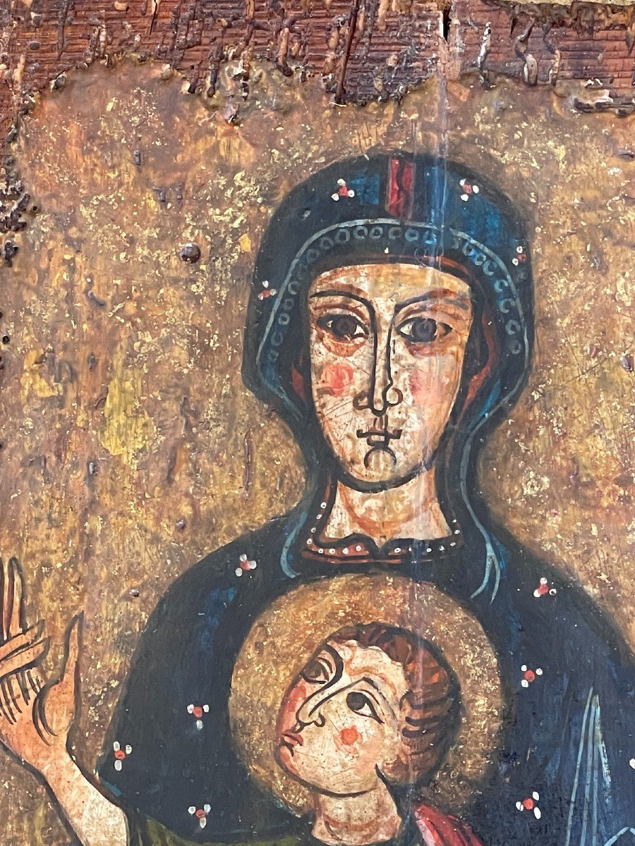 Pyrénées Romanes Vierge à l'Enfant Tempera Sur Panneau -photo-4