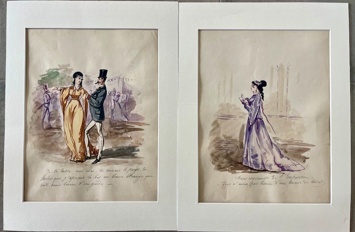 Paris 1867, Paires d'Aquarelles Humoristiques, Légendées