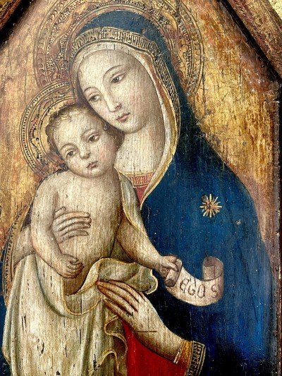 Virgin And Child Tempera On Panel -photo-3