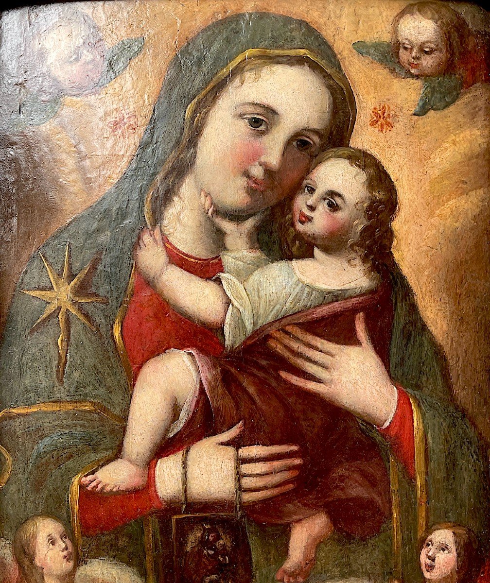 Virgin Of Caresses - Tempera On Wood - 16th Century -photo-3