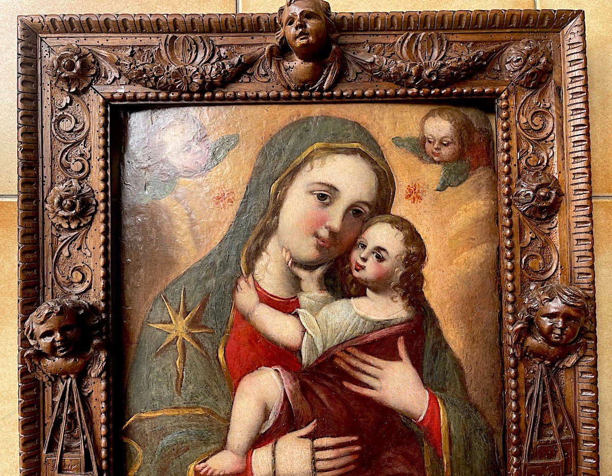 Virgin Of Caresses - Tempera On Wood - 16th Century -photo-5