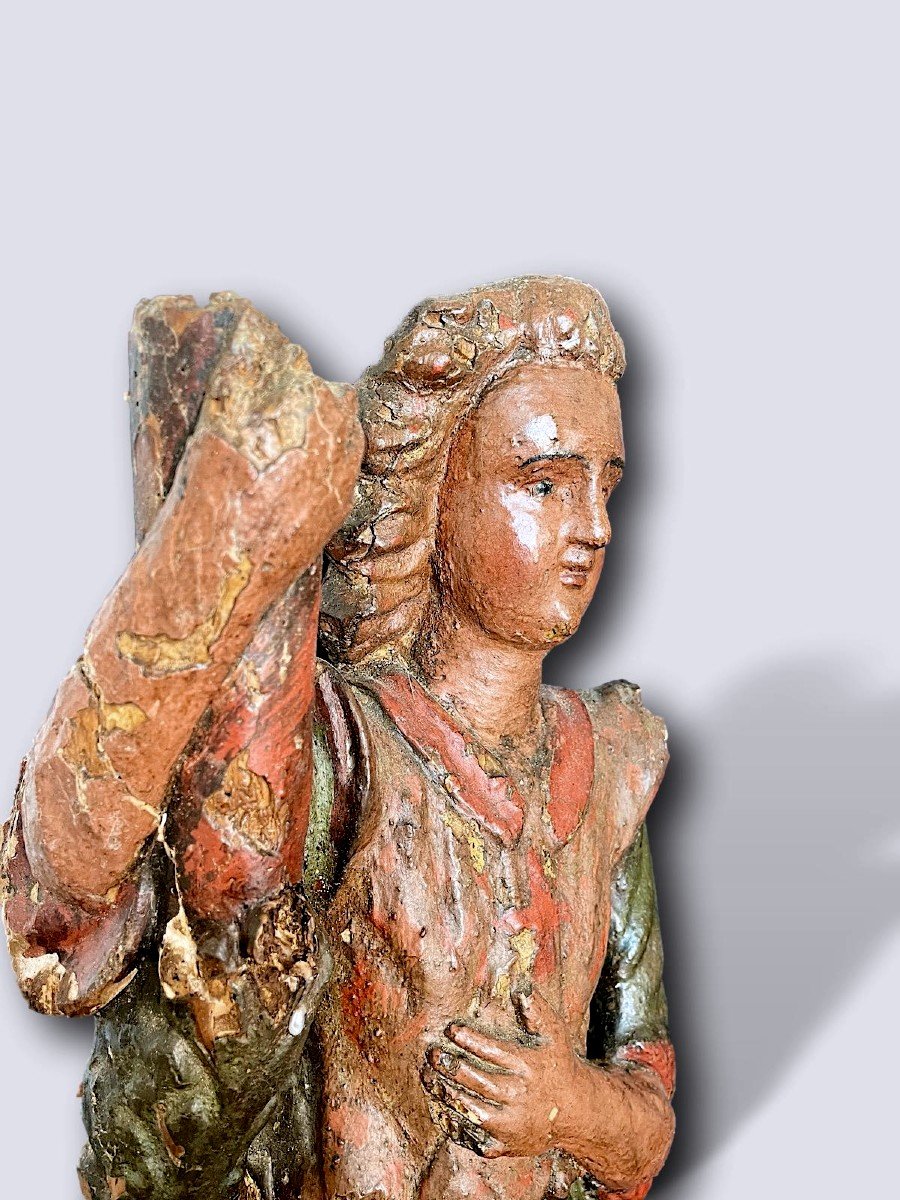 Very Rare Pair Of Wooden Ceremonial Angels - Siena, 16th Century-photo-4