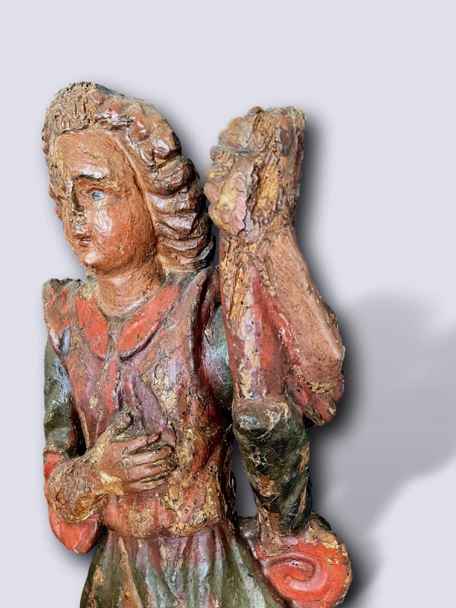 Very Rare Pair Of Wooden Ceremonial Angels - Siena, 16th Century-photo-5