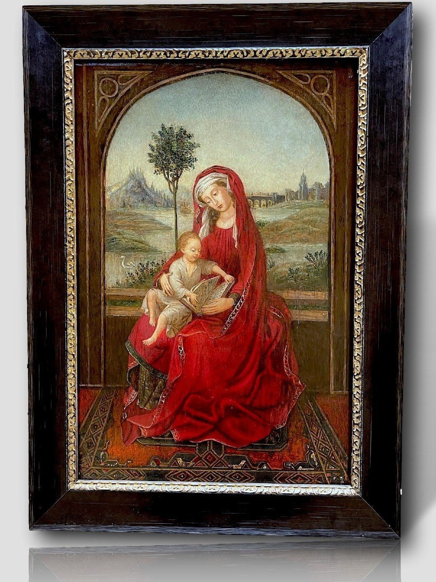 Virgin And Child - Dutch School End Of The 16th Century - Follower Of Roger Van Der Weyden --photo-2