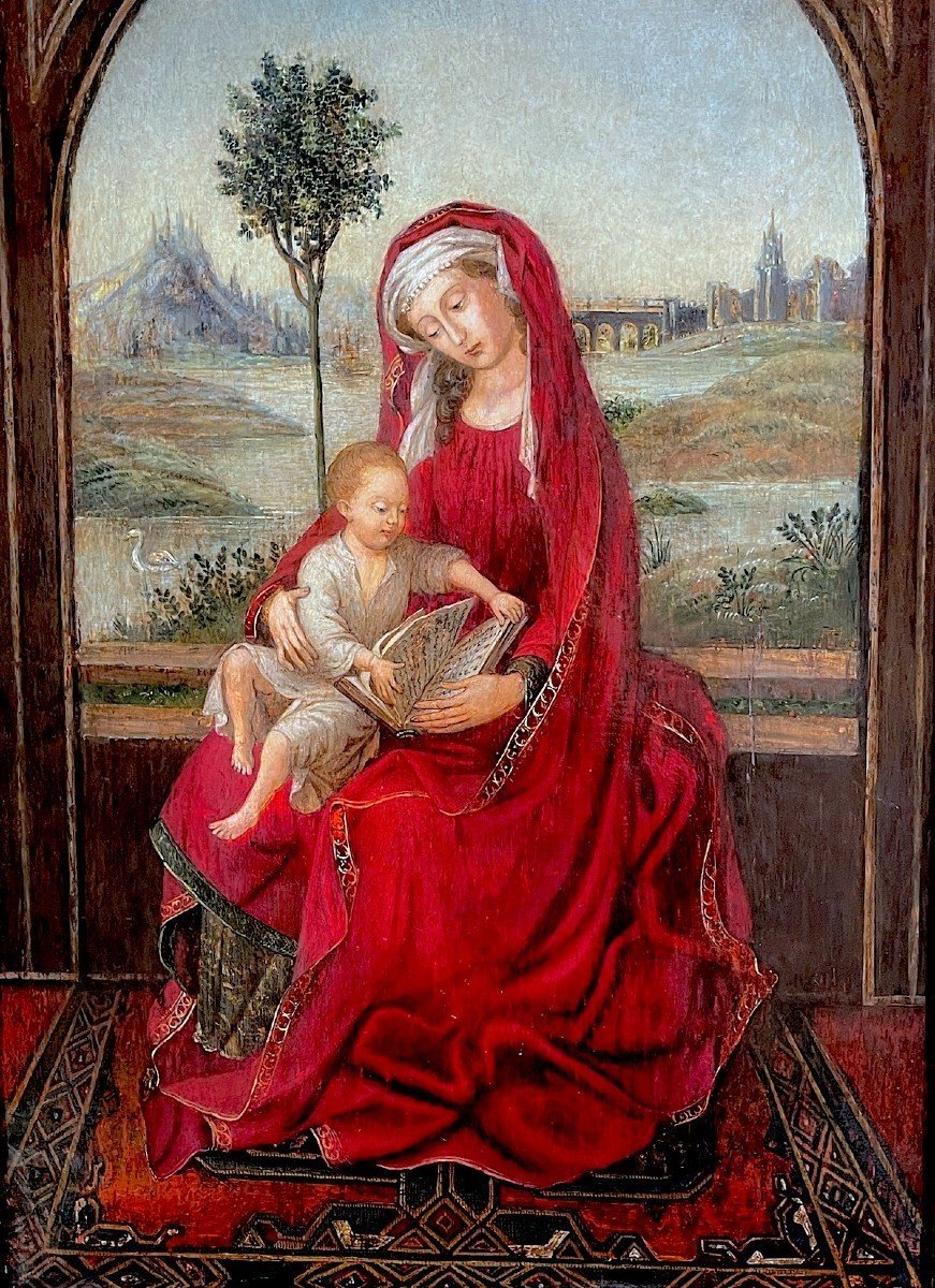 Virgin And Child - Dutch School End Of The 16th Century - Follower Of Roger Van Der Weyden --photo-3