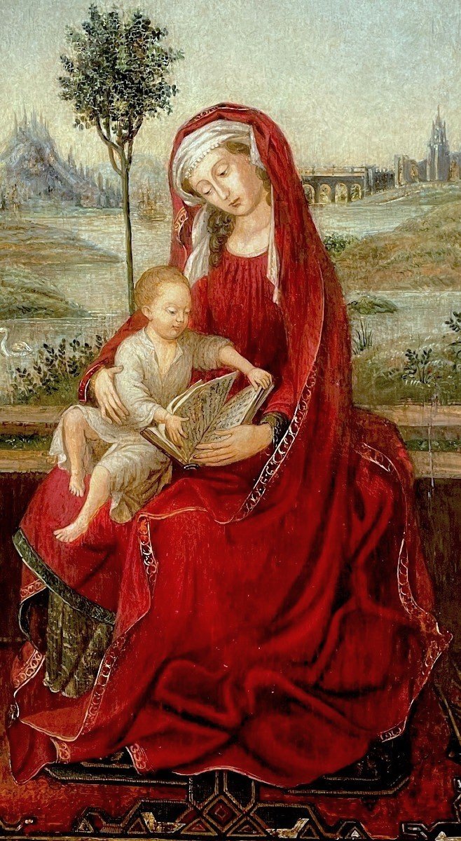 Virgin And Child - Dutch School End Of The 16th Century - Follower Of Roger Van Der Weyden --photo-4