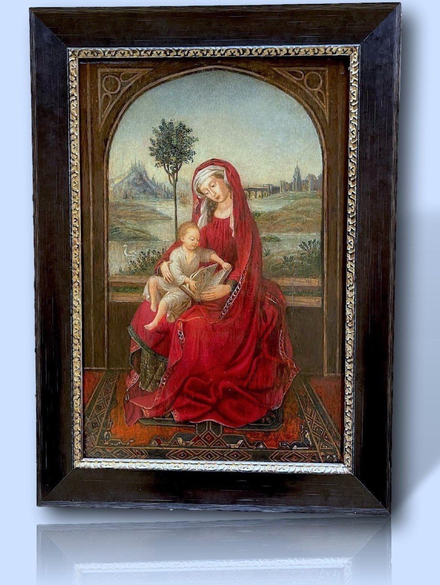 Virgin And Child - Dutch School End Of The 16th Century - Follower Of Roger Van Der Weyden --photo-2