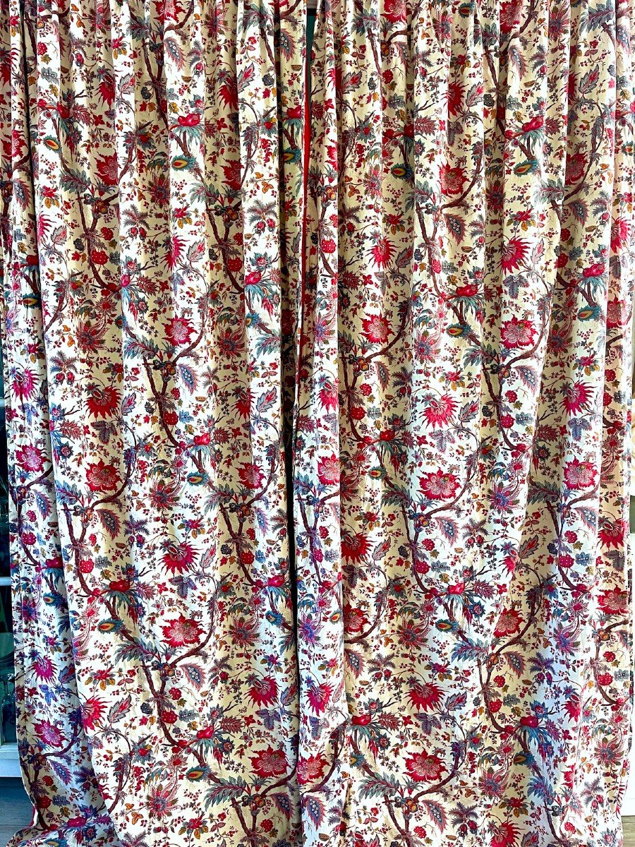 Superb Pair Of Indian Decor Curtains - Hangings - 18th Century Style - 2nd Pair-photo-2