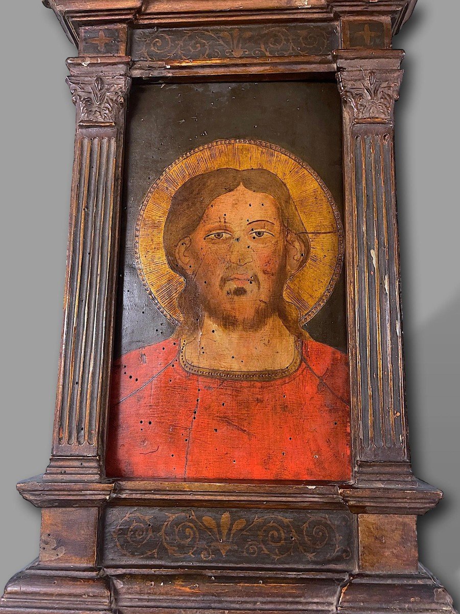 Tuscany - Jesus Christ Protector - 17th Century, In A Period Florentine Frame-photo-2