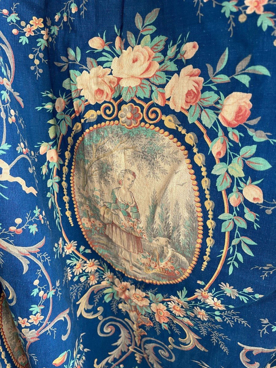 Pair Of St. Louis XVI Curtains - Late 19th Century - Pastoral Scenes In Medallions-photo-3