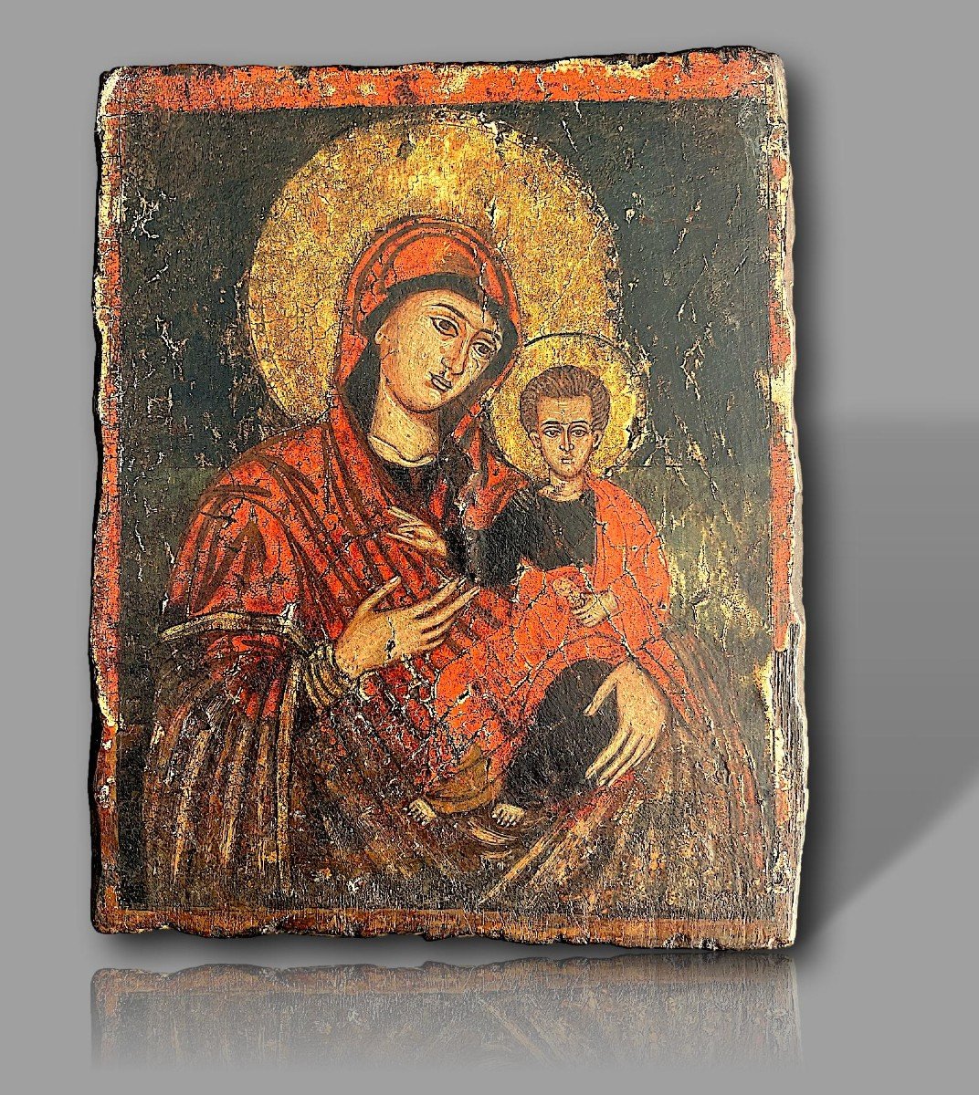 Superb Byzantine Virgin And Child (15th-16th Century)-photo-2