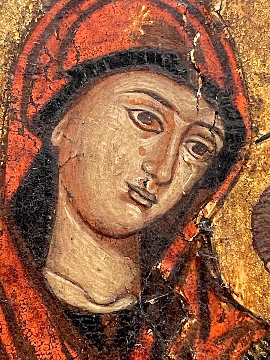 Superb Byzantine Virgin And Child (15th-16th Century)-photo-5