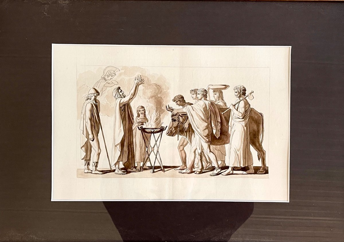 The Sacrifice Of Nestor - Pen And Wash - Follower Of John Flaxman