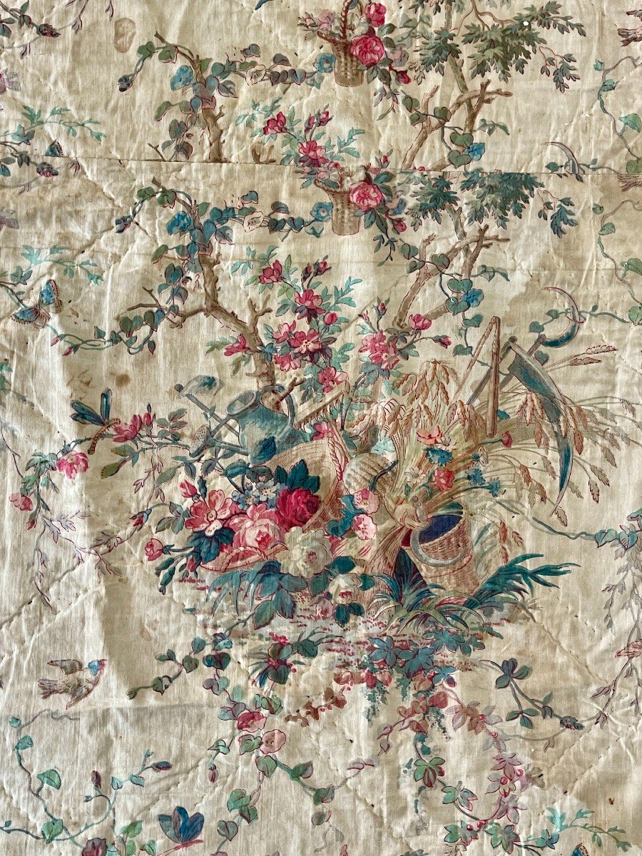 Marie-antoinette - Country Attributes - Fragment Of Printed Linen Fabric, Late 18th Century -photo-4