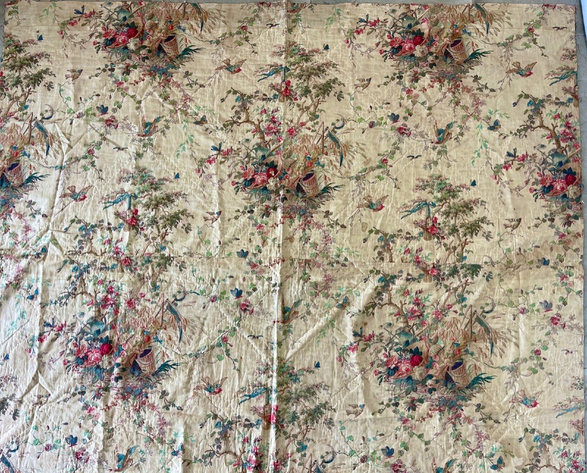 Marie-antoinette - Country Attributes - Fragment Of Printed Linen Fabric, Late 18th Century -photo-1