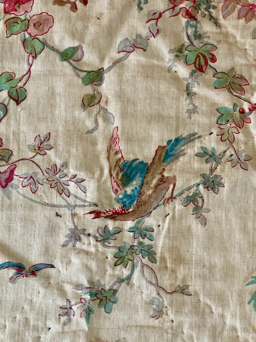 Marie-antoinette - Country Attributes - Fragment Of Printed Linen Fabric, Late 18th Century -photo-3