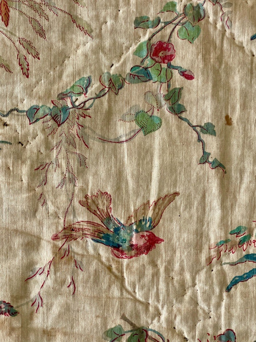 Marie-antoinette - Country Attributes - Fragment Of Printed Linen Fabric, Late 18th Century -photo-6